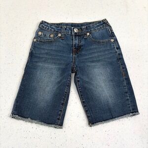 True Religion Kids Denim Cut Off Shorts World Tour Jorts Medium Wash Size 8